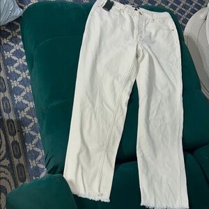 White Frayed Hem Jeans